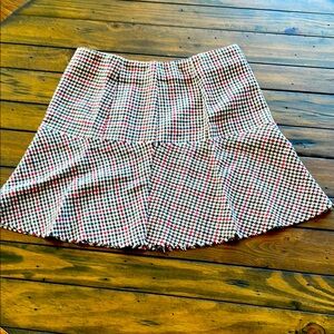 Red and Black Mini A-Line Skirt with Pleats